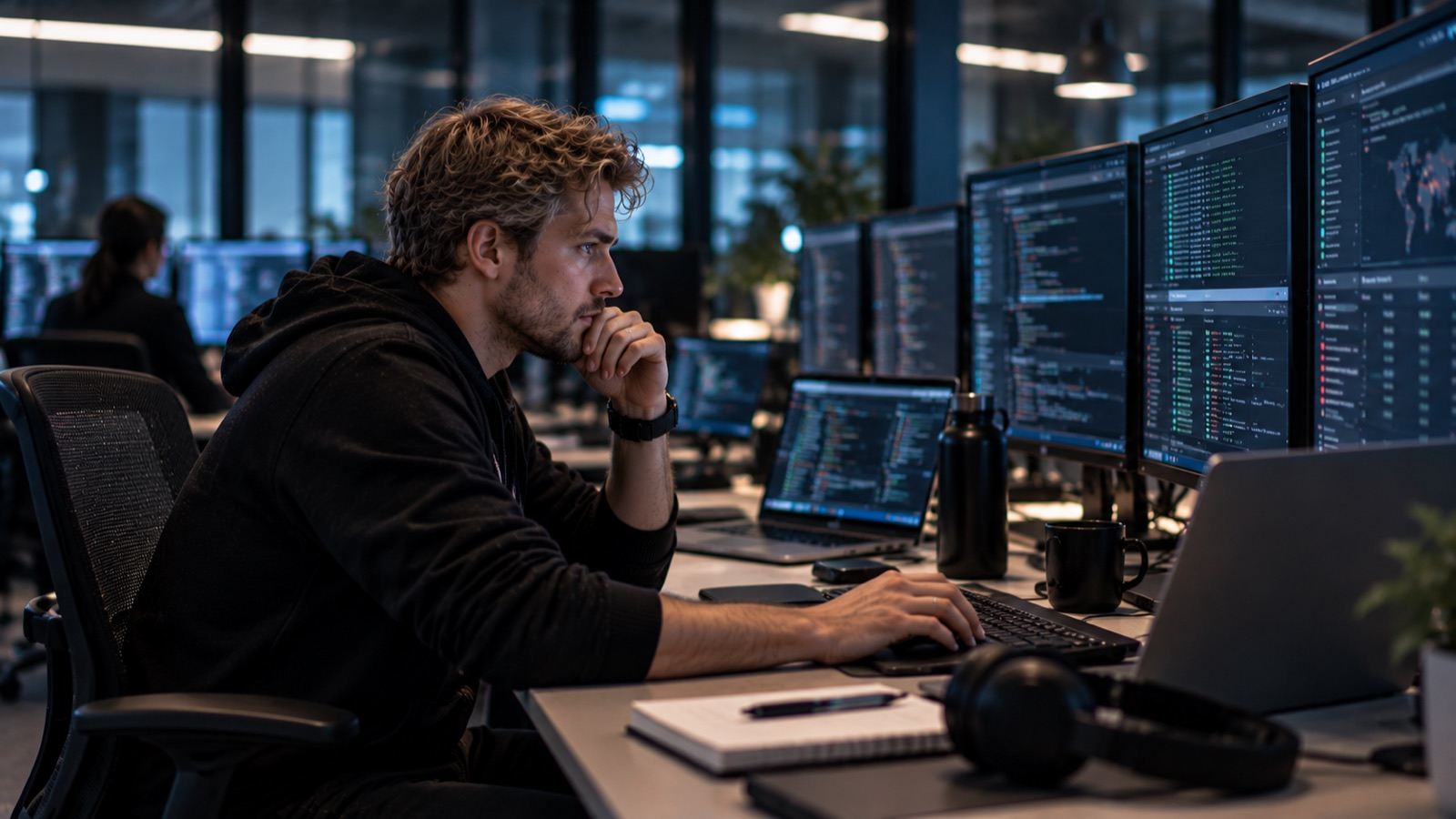 Ethical hacker running a controlled test across multiple terminals